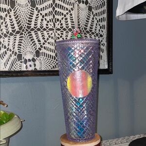 Starbucks 2022 Holiday White Iridescent Jeweled Bling Venti Tumbler.